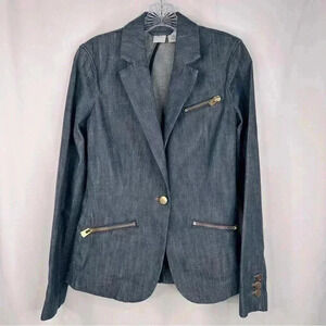 Armani Exchange Women's Designer Blue Denim Blazer Jacket Size M